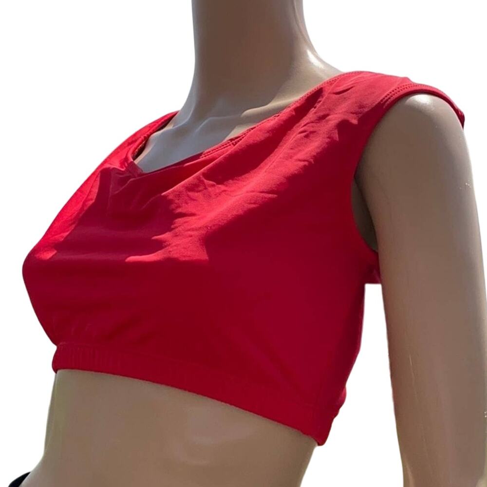 Nicolita Swim Top 14 Red Scoop Neck Cropped Tank Top Bikini Top New